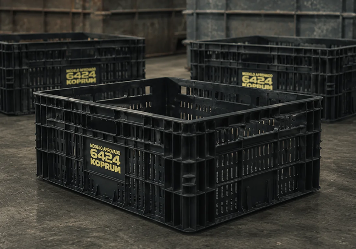 Caixas plásticas recicladas produzidas pela Koprum
